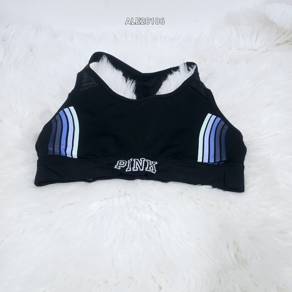 PINK Victoria's Secret Ultimate Black Sports Bra with Blue Accents Size Medium - Picture 8 of 12
